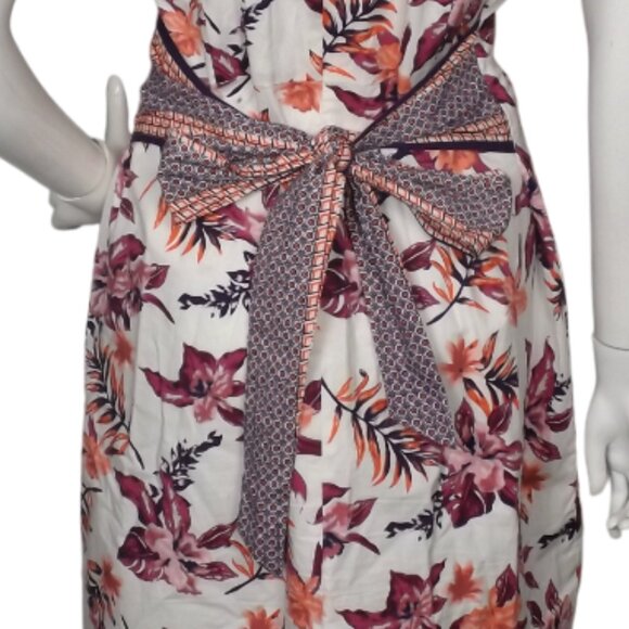 CREMIEUX Dress, 14, Floral, Accent Sash/belt, Sleeveless, White/Purple - Picture 7 of 13